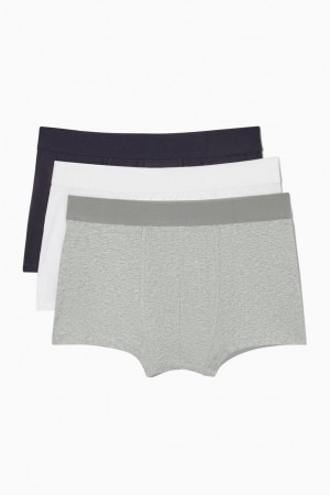 COS 3-pack Jersey Boxer Rövidnadrágok Férfi Szürke Fehér Fekete | TRO-632945