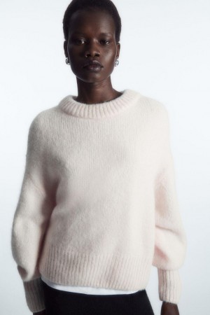 COS Alpaca-blend Crew-neck Jumpers Női Fehér | YXJ-538479