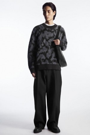 COS Animal-jacquard Alpaca-blend Jumpers Férfi Sötétbarna Szürke | NLM-415278