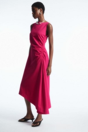 COS Asymmetric Gathered Midi Ruha Női Rózsaszín | YPF-091843