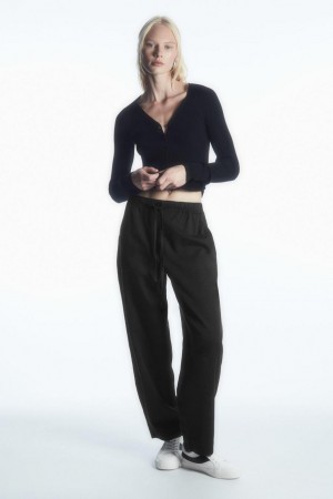 COS Barrel-leg Drawstring Nadrág Női Fekete | LTS-524978