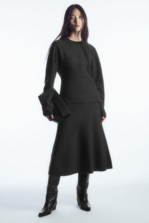 COS Boiled Merino Gyapjú Jumpers Női Sötétszürke | PMK-936274