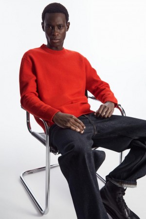 COS Boiled-wool Crew-neck Jumpers Férfi Világos Narancssárga | CFM-917608