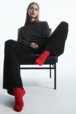 COS Bordázott Cashmere Zokni Női Világos Piros | LCZ-074361