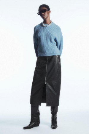COS Bordázott Cashmere-blend Jumpers Női Világos Kék | XOK-530216