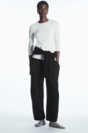 COS Bordázott Jersey Long-sleeved Felső Női Szürke | GIO-903548