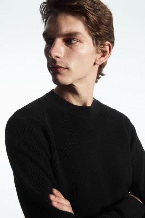 COS Bordázott-knit Jumpers Férfi Fekete | UHZ-037652