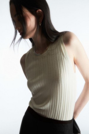 COS Bordázott-knit Silk Trikó Női Fehér | UBL-961380
