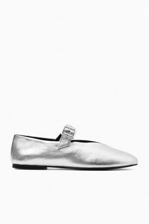 COS Bőr Flats Mary Jane Női Titán | AEC-208367