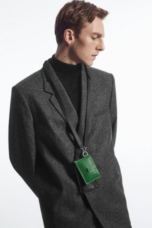 COS Bőr Lanyard Cardholder Táska Férfi Zöld | AIB-173806