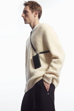 COS Bőr Zipped Cardholder Táska Férfi Fekete | HWT-420917