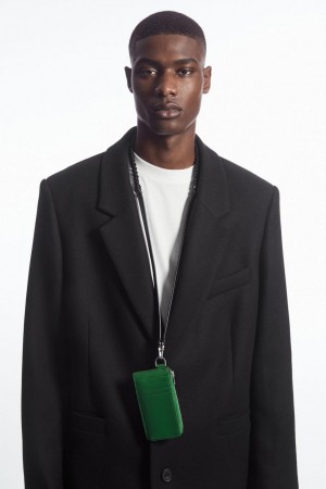 COS Bőr Zipped Cardholder Táska Férfi Zöld | XUY-270814