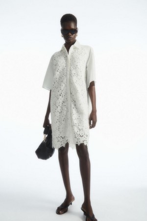 COS Broderie Anglaise Shirt Ruha Női Fehér | NFR-782103