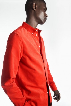 COS Button-down Collar Corduroy Ing Férfi Narancssárga | YVC-346928
