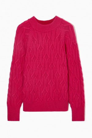 COS Cable-knit Gyapjú-blend Jumpers Női Fukszia Rózsaszín | TME-689370