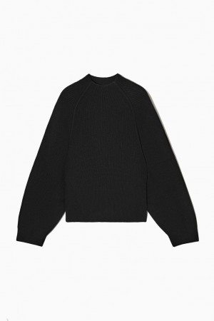 COS Cashmere-blend Mock-neck Jumpers Női Fekete | VOJ-715893