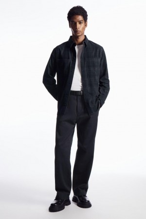 COS Checked Corduroy Ing Férfi Sötétkék Szürke | UDE-850143
