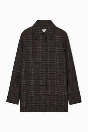 COS Checked Jacquard Ing Női Barna Fekete | NLE-896543