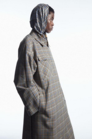 COS Checked Pure Silk Neck Sál Női Színes | SJI-623107