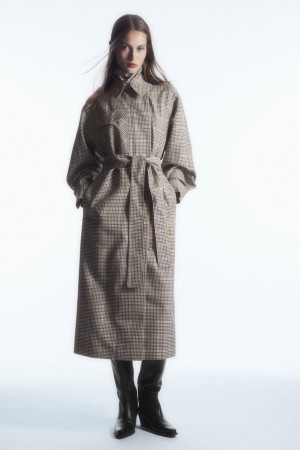 COS Checked Utility Trench Kabát Női Színes | QWA-316589