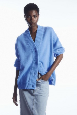 COS Cocooning Gyapjú V-neck Kardigán Női Világos Kék | HUE-896504