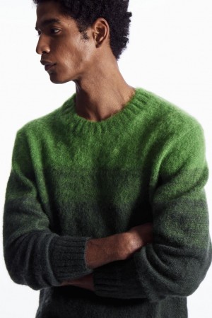 COS Colour-block Mohair-blend Jumpers Férfi Zöld | QHG-568247