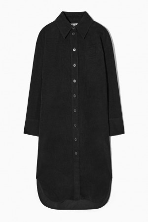 COS Corduroy Midi Shirt Ruha Női Fekete | HYN-203895