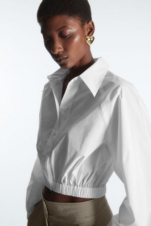 COS Cropped Elasticated Ing Női Fehér | WRZ-581640