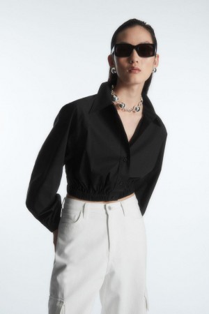 COS Cropped Elasticated Ing Női Fekete | YGL-724053