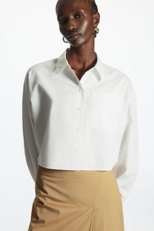 COS Cropped Poplin Ing Női Fehér | WPO-519720