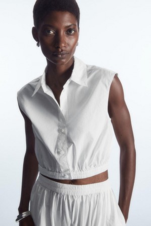 COS Cropped Ujjatlan Ing Női Fehér | BKA-804257