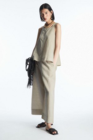 COS Cross-back Linen Felső Női Bézs | PQS-813967