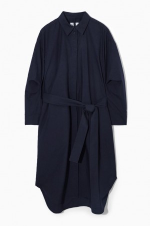 COS Deconstructed Midi Shirt Ruha Női Sötétkék | ZXH-180293