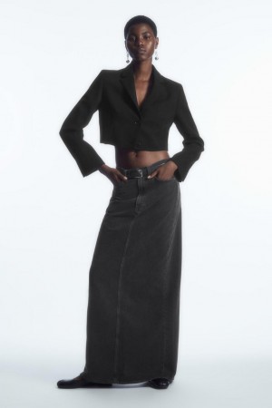 COS Denim Maxi Szoknya Női Fekete | ZRO-186479