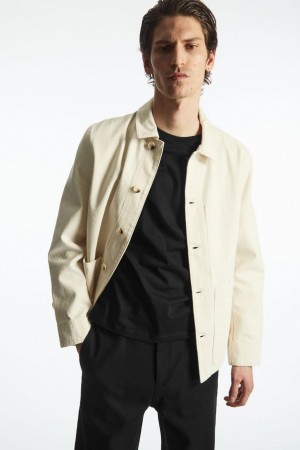 COS Denim Utility Kabát Férfi Fehér | WLG-934102