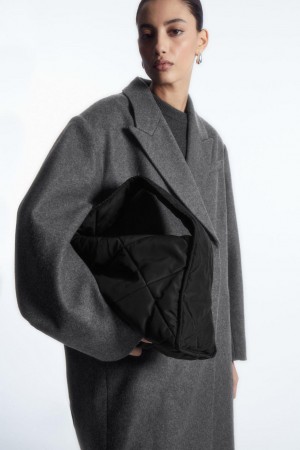 COS Diamond-quilted Shoulder Táska Női Fekete | NWM-591743