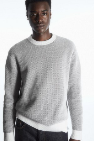 COS Double-faced Pamut-mesh Jumpers Férfi Szürke | FQS-129370