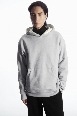 COS Double-layered Jersey Kapucnis Pulóver Férfi Szürke Fehér | MCD-723085