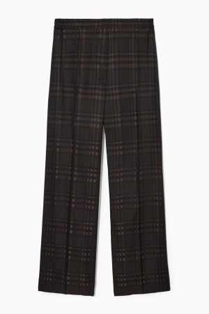 COS Egyenes-leg Checked Jacquard Nadrág Női Barna Fekete | XKG-761203