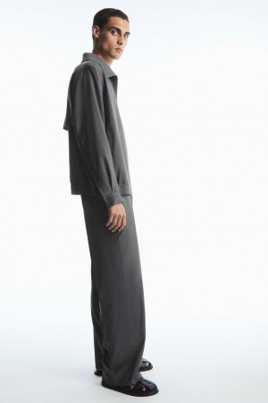 COS Egyenes-leg Relaxed Gyapjú Nadrág Férfi Szürke | NUC-436027