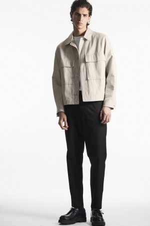 COS Elasticated Tapered Twill Nadrág Férfi Fekete | LDW-701486
