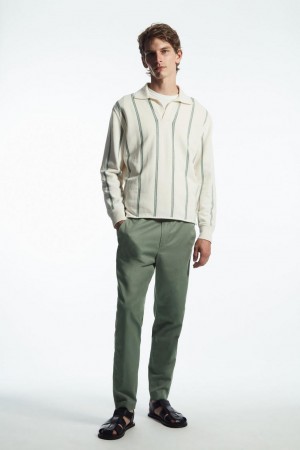COS Elasticated Tapered Twill Nadrág Férfi Zöld | BCF-139804