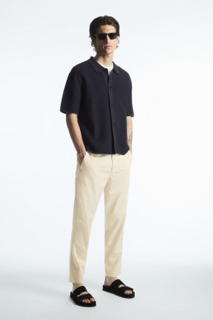 COS Elasticated Tapered Twill Nadrág Férfi Bézs | ZHR-198720