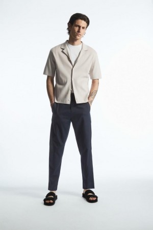 COS Elasticated Tapered Twill Nadrág Férfi Sötétkék | KTD-172046