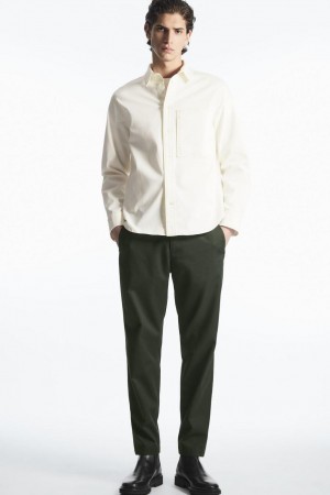 COS Elasticated Tapered Twill Nadrág Férfi Sötétzöld | DUP-103254