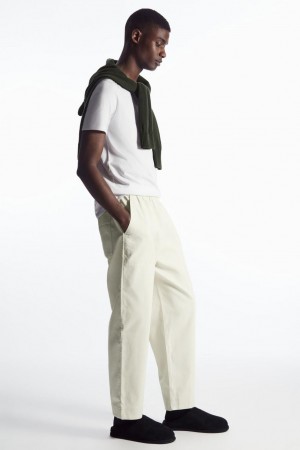 COS Elasticated Twill Nadrág Férfi Fehér | PEY-263895