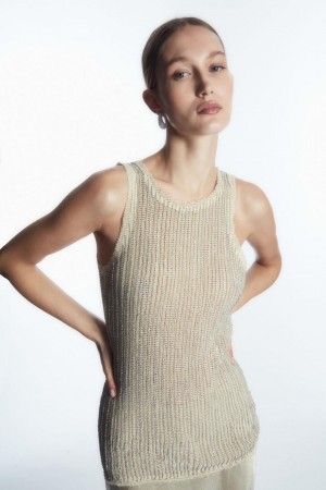COS Embellished Mesh Trikó Női Bézs Titán | SFI-618359