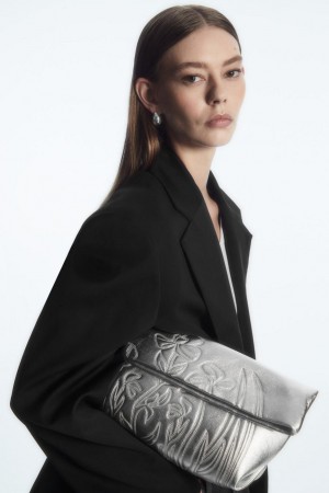 COS Embroidered Western - Bőr Táska Női Titán | FSU-072896