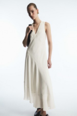 COS Floaty Asymmetric Midi Ruha Női Fehér | LXB-196857