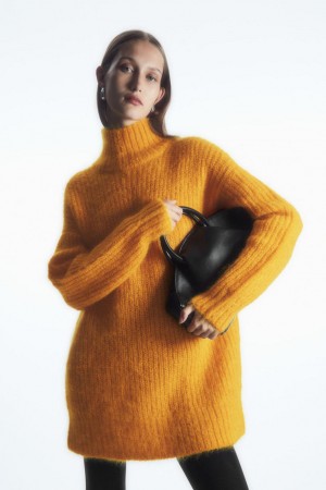 COS Funnel-neck Mohair Felső Női Sárga | LSN-830742